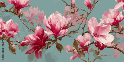 pink peonies blooming with soft textured background in a garden setting