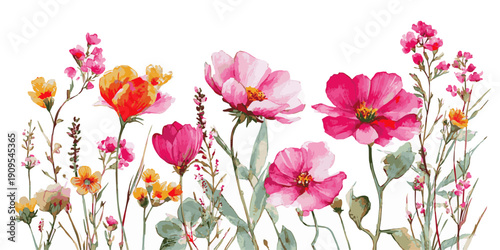 Collection of vibrant camellia flowers and buds in various shades of pink and red
