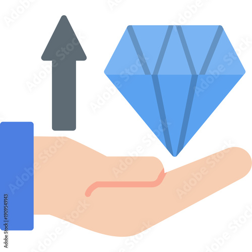 Hand holding diamond with upward arrow Icon