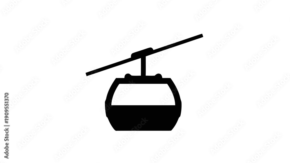 Fototapeta premium Vector illustration&nbsp;of black and white icon of a cable car or gondola lift system on a transparent background