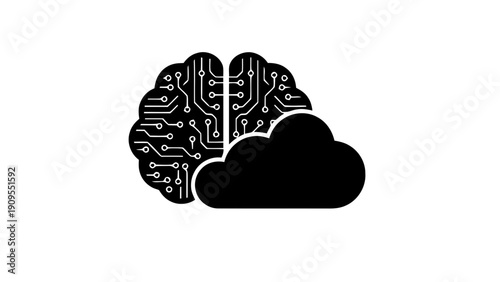Vector illustration of artificial intelligence and cloud computing concept icon on a transparent background
