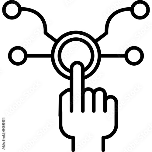 Finger touching connected digital nodes Icon