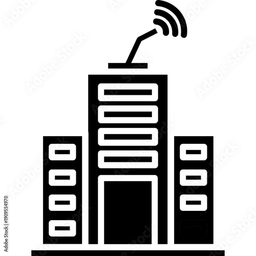 City buildings with wireless signal Icon