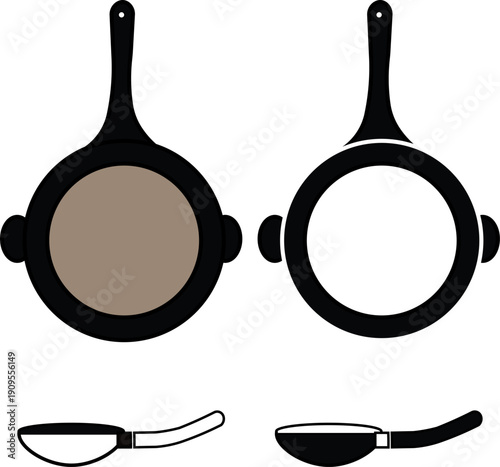 Vector illustration of a frying pan kitchen utensil isolated on a white background