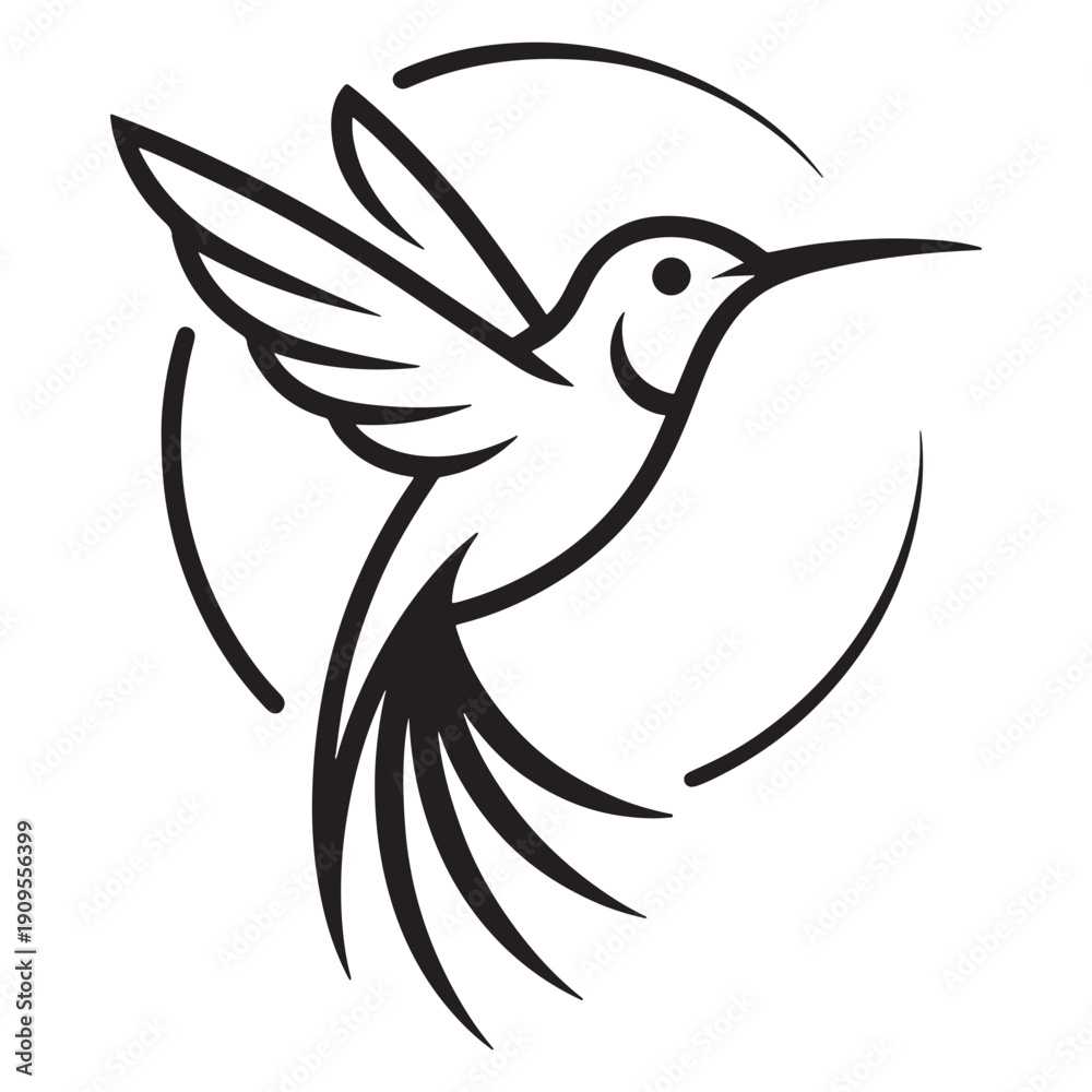 Obraz premium Elegant minimalist hummingbird vector illustration
