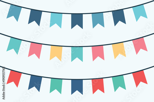 Set of multicolored buntings garlands flags