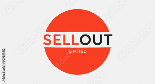 Sellout Limited Text in Red Circle Logo, Business and Marketing Concept, Bright Studio Background.