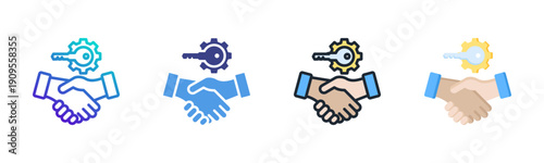 Partnership icon set multiple style collection