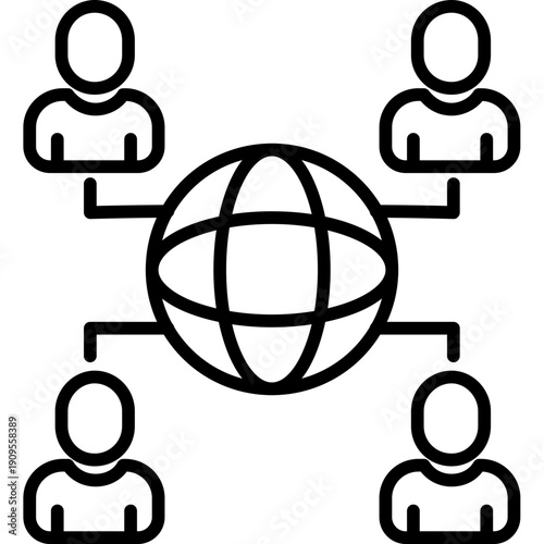 Globe with connected users Icon