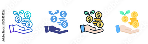 Return On Investment icon set multiple style collection