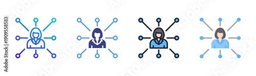 Channel icon set multiple style collection