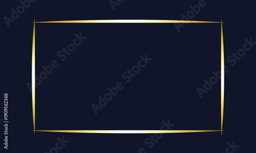 Elegant Golden Frame with Metallic Shine on Midnight Navy Background. Premium Luxury Border with Copy Space, Ideal for Certificates, Invitations, Awards, Branding and Event Designs.