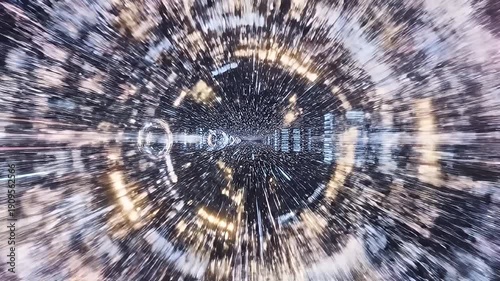 Abstract Digital Tunnel of Light and Data Streams.