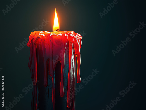 Dripping red candle wax against a dark backdrop, symbolizing sacrifice