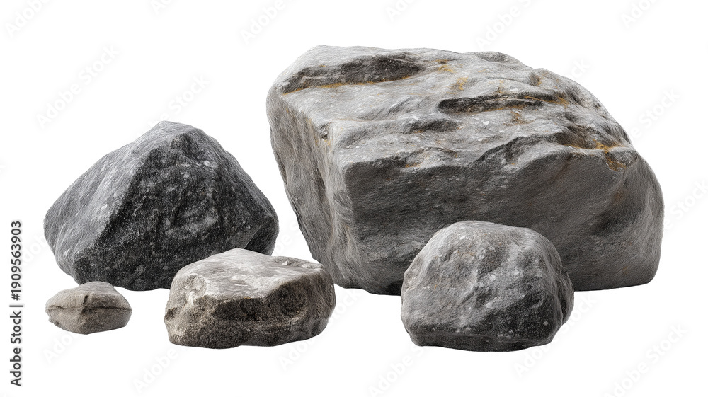 Fototapeta premium A collection of various natural stones and rocks, showcasing their unique textures and colors, perfect for environmental themes.