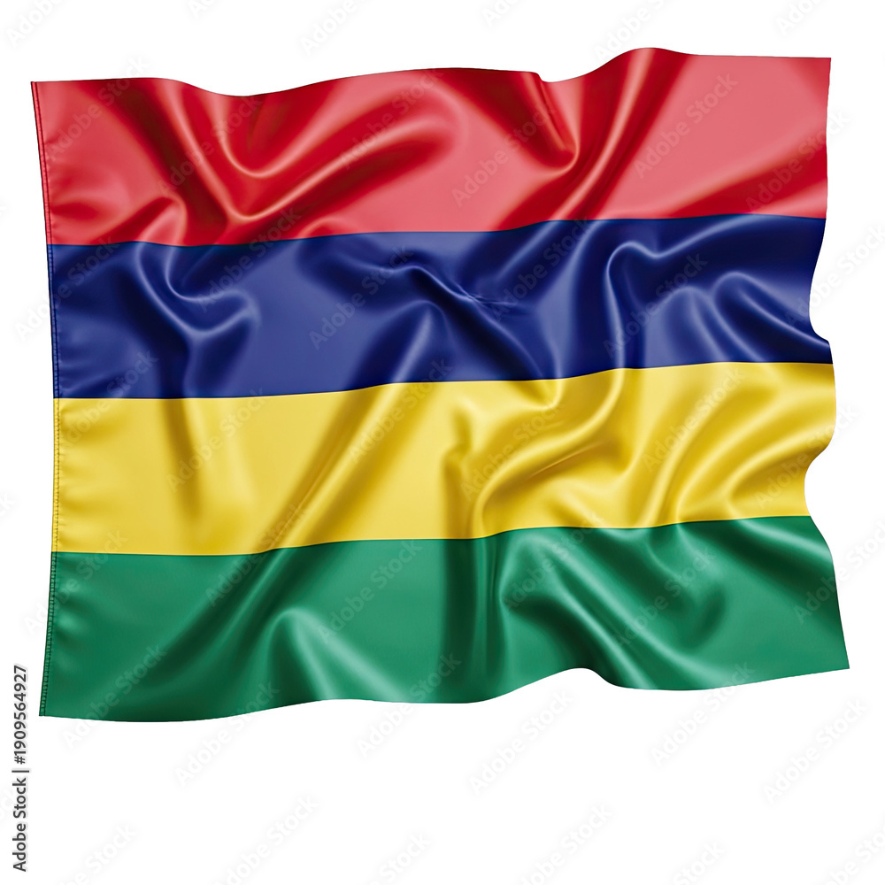 Obraz premium Waving Flag of Mauritius on White Background.