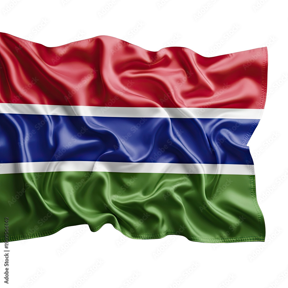 Obraz premium Waving Flag of Gambia on White Background.