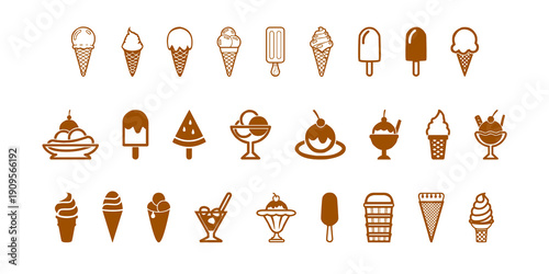 Set of ice creams icon on white background 