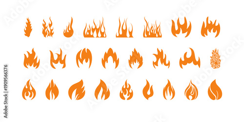 Foto set of fire flame vector icons