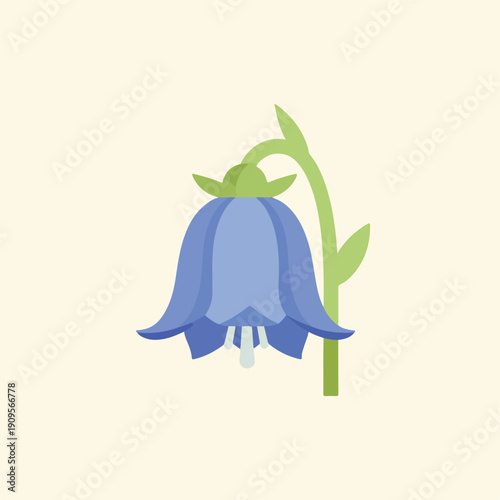 Bluebell Flower Illustration with Green Stem 1.