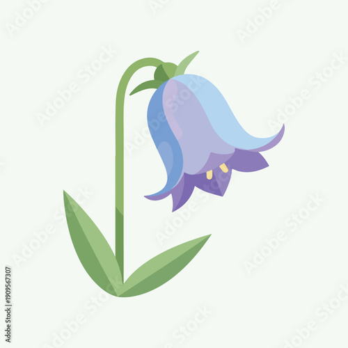 Bluebell Flower Illustration with Green Stem.