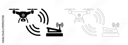 Drone communicating with control station via wireless signals