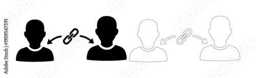 Connection between two people represented by icons and linking symbol