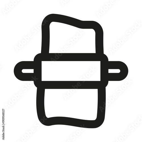 Rolling Out Flour Dough Professional Modern Line Icon. Minimal baking pastry kitchen preparation utensil outline design