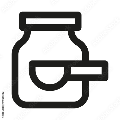 Supplement Container with Lid Professional Modern Line Icon. Minimal nutrition powder protein health fitness outline design