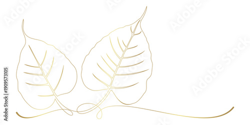 Bodhi leaf line art style illustration.eps