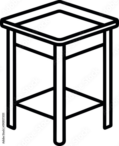 Minimalist square side table line art illustration