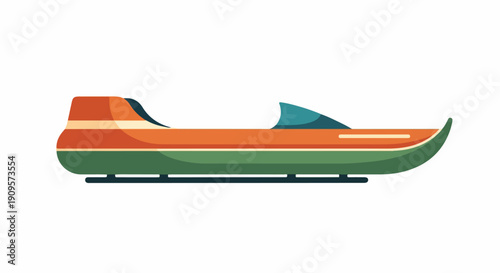 Modern bobsled on white background, vector illustration of winter sports equipment for racing and speed