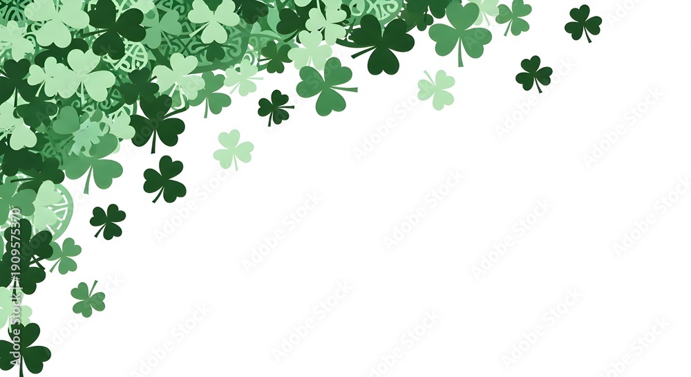 Fototapeta premium St patrick's day shamrock decorations and irish green leaves