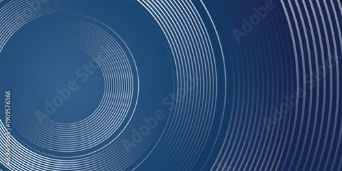 Dark blue gradient abstract background with simple and dynamic glowing circular line pattern. Modern and futuristic twisted line design.