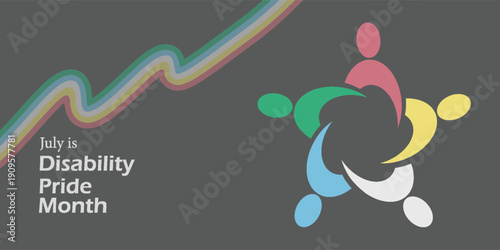 Disability Pride Month. Color stripes representing a form of impairment. vector dynamic flag disability pride month. Vector banner poster. Eps10