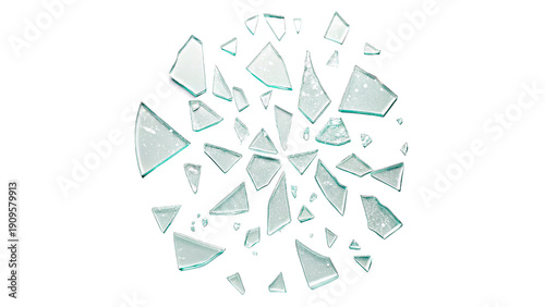 Schilderij op canvas Shattered glass pieces isolated on transparent background
