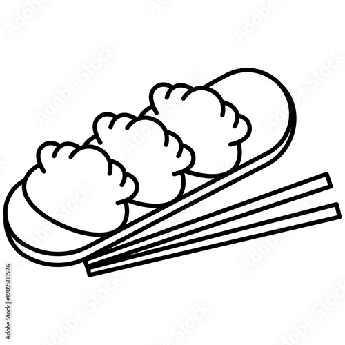 Dumplings with Chopsticks, food icon vector