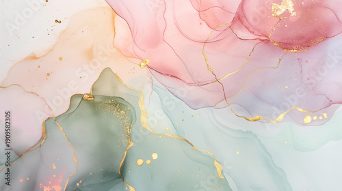 Blush and Sage Ink Tides Laced with Liquid Gold