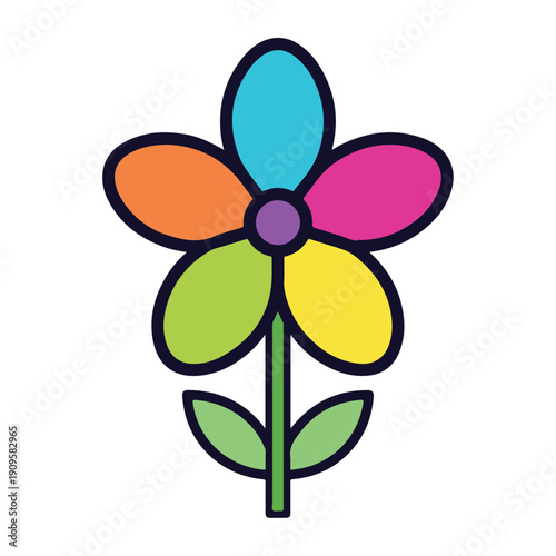 Colorful Cartoon Flower Illustration 1.