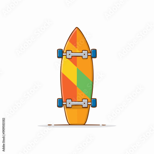 Colorful graphic design of a skateboard isolated on a white background