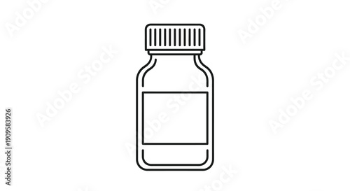 Linear drawing of a medicine bottle simple black outline silhouette