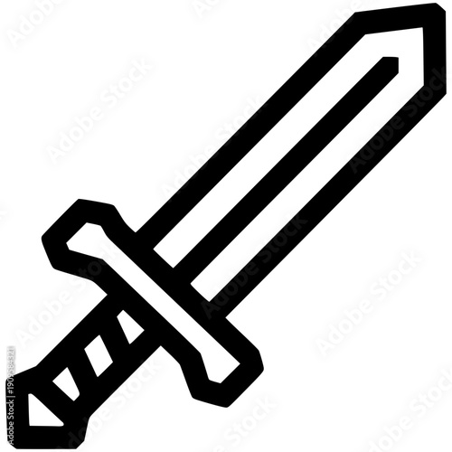 Black and white sword icon vector illustration isolated on white background