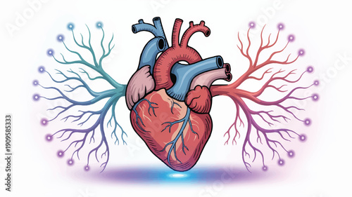 A digital illustration of an anatomically detailed human heart centered on a white background (1)_traced
