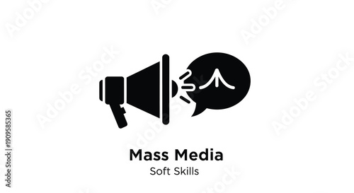 Megaphone with speech bubble and text mass media soft skills silhouette