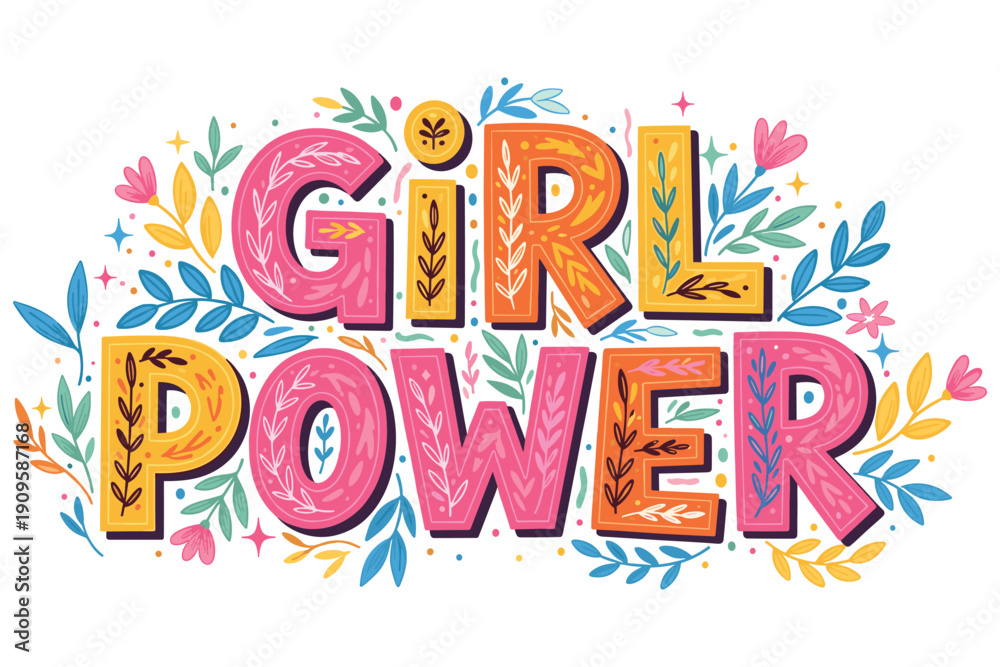 Fototapeta premium Decorative women empowerment and Women’s Day lettering compositions typography