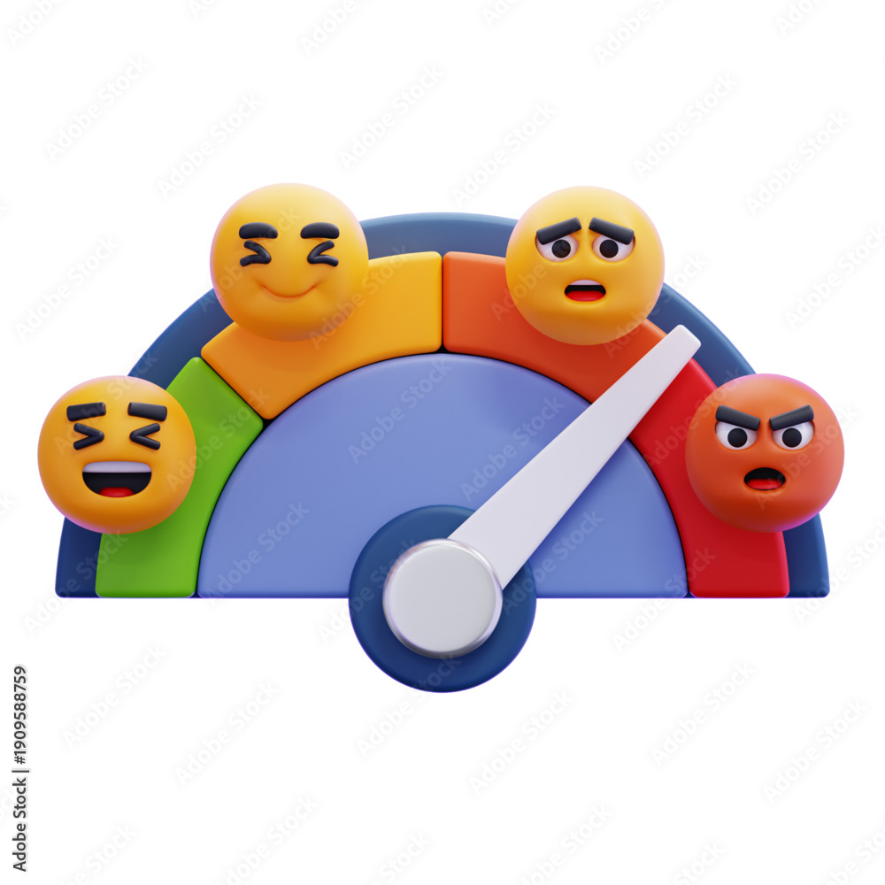 Obraz premium Customer Sentiment Gauge A Visual Representation of Emotions and Feedback from Joyful to Angry