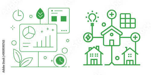 Renewable Energy and Sustainability Line Icon Set
