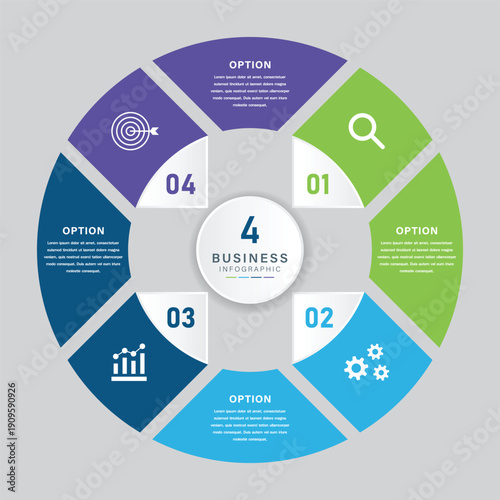 Circular Segmented 4 Option Business Infographic Template