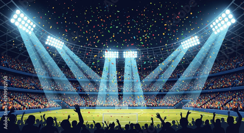 Epic Victory Celebration at a Vibrant Soccer Stadium
