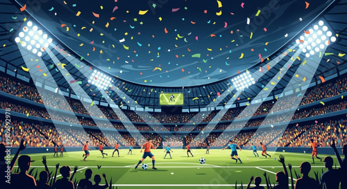 Vibrant Football Championship Match in a Packed Stadium